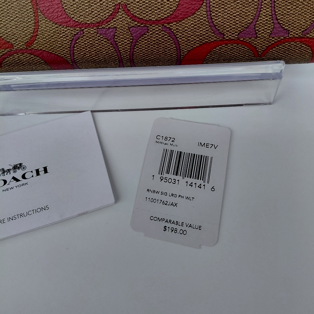 Coach Rainbow Multi-Color Signature Large Phone Wallet With Strap NWT šš - Picture 4 of 11